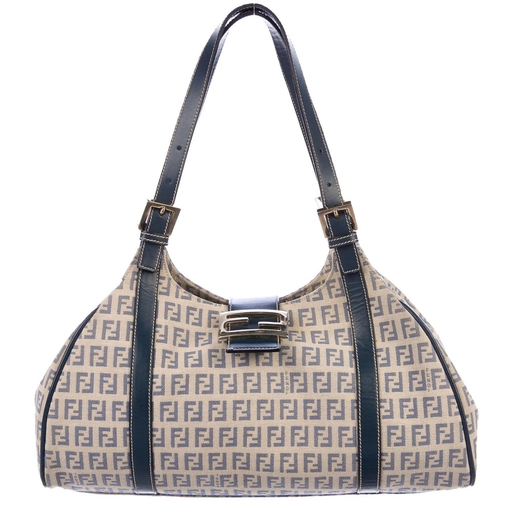 Fendi Leather-Trimmed Zucchino Shoulder Bag